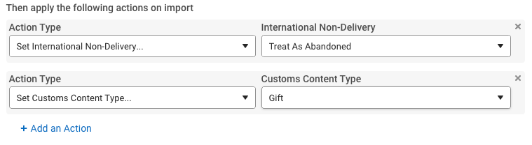 Shows two actions in the automation rules window to demonstrate combo actions