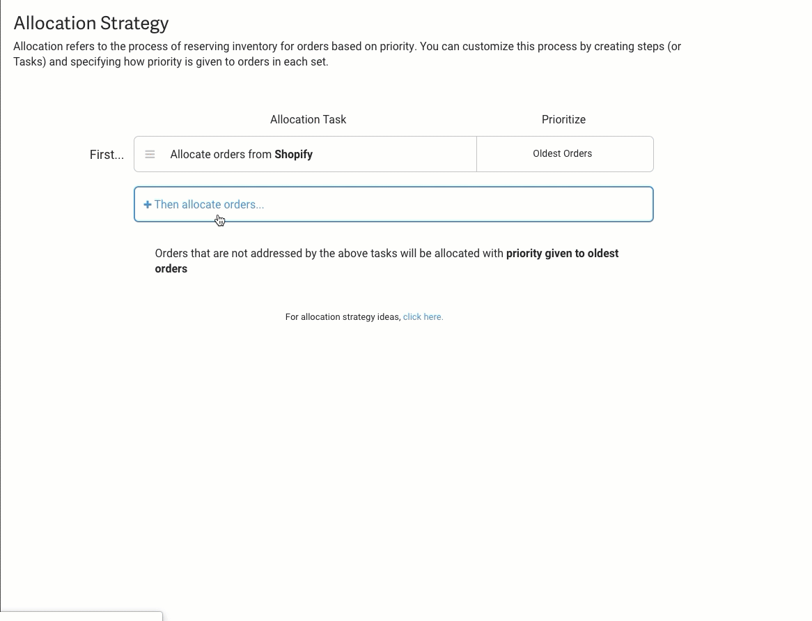 GIF shows how to setup multiple Allocation Strategies.