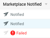 Íconos de columnas Marketplace notificado V3. Incluye notificado y errores