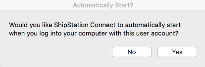 Mensaje emergente de Inicio automático de MacOS.