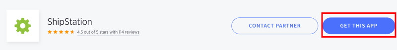 BigCommerce app store shows ShipStation app with "Get This App" button highlighted