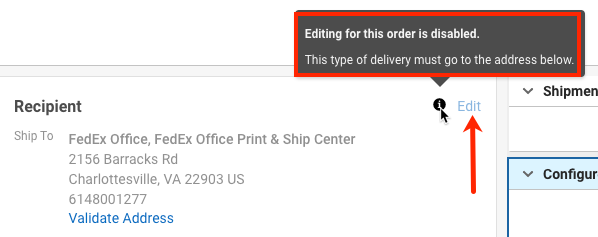 Détails de la commande avec une commande HAL et un message d'information indiquant que l'adresse est verrouillée
