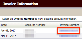 Número de factura de UPS con el número censurado resaltado.
