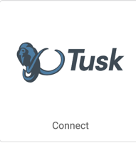Logotipo de Tusk. Botón en el que se lee Connect (Conectar)