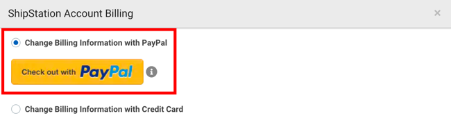 Account Billing section with PayPal option selected