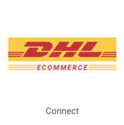 Logotipo de DHL eCommerce. Botón en el que se lee Conectar