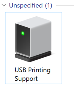 Ícono de impresora no especificada en la lista de impresoras disponibles conectadas a un dispositivo Windows.