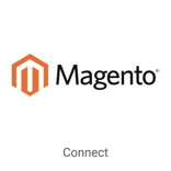 Logotipo de Magento en un botón cuadrado que dice "Conectar"
