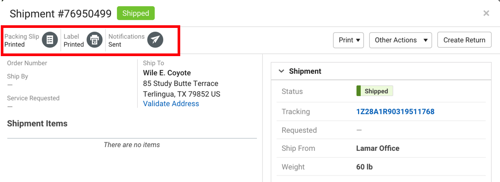 Shipment Details with Smart Tracking icons highlighted.